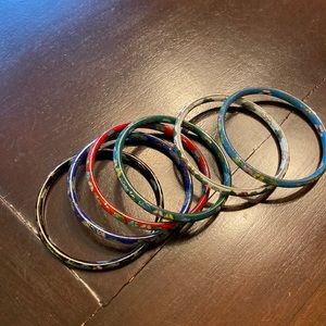 Vintage beautiful slip on cloisonné multi colored bangles